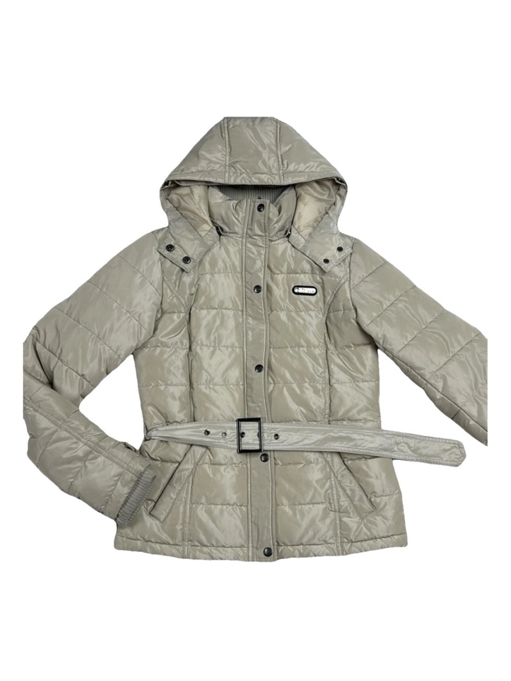 Ellesse woman Quilted Hooded Belted Jacket - Light Taupe